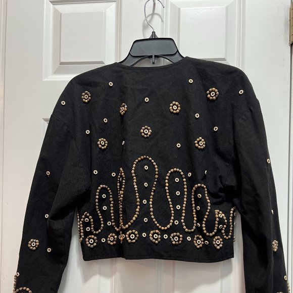 Rafia studio petit black blazer jacket vintage - Picture 1 of 5